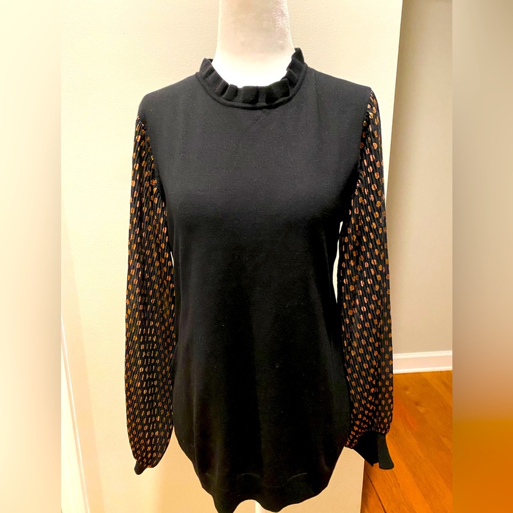 ADRIANNA PAPELL Metallic Sleeve Top